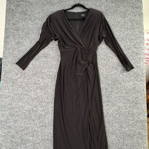 Alexa B Womens 6‎ Black Maxi Dress V-Neck Ruched Long Sleeve Goth Y2K Evening